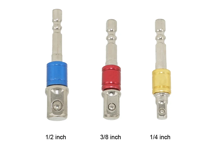 3Pcs Hex Shank Impact Grade Socket Adapter for Holding 1/4" 3/8" 1/2" Sockets