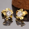2017 Fashion Cheapest Jewelry 3 Gram Gold Beautiful Designed Earrings Small Flower Diamond Earrings for Girls