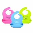 Top Manufacturing FDA approved Waterproof Bib Baby Silicone Bib Easily Wipes Clean