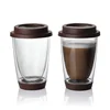 FDA Listed 13.5oz 400ML Food Grade Double Wall Thermo Insulated Borosilicate Reusable Cup with Silicone Lid And Base