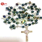 Italy Catholic Mini Faceted Crystal Rosary Chain Necklace
