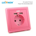 2 way surface earthed euro wall socket universal multi mini usb wall socket European