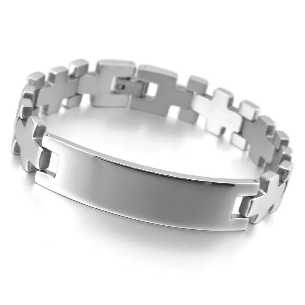 New Arrival Hot Sale Chic Gothic & All-Purpose Style Cross Polished Bracelets Made By Stainless Steel With Length 8.66inch