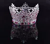 Fashion Metal Silver Plating Full Crystal Full Round Pageant Pink Small Princess Crown