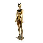 Standing plastic mannequin female full body chrome mannequin with wooden arms