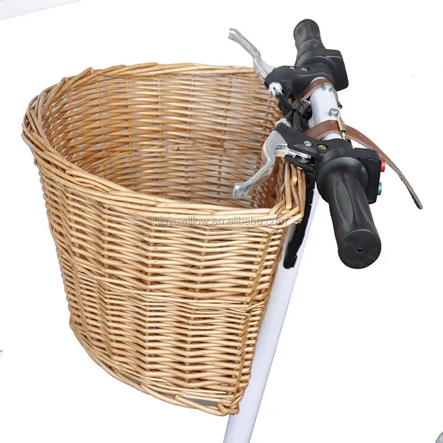 wicker bicycle basket with leather straps bike/cycle shopping