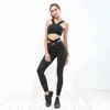 Manufacturer Sexy Black Cross Girls Sport Wear Matching Tops And Pants Sets