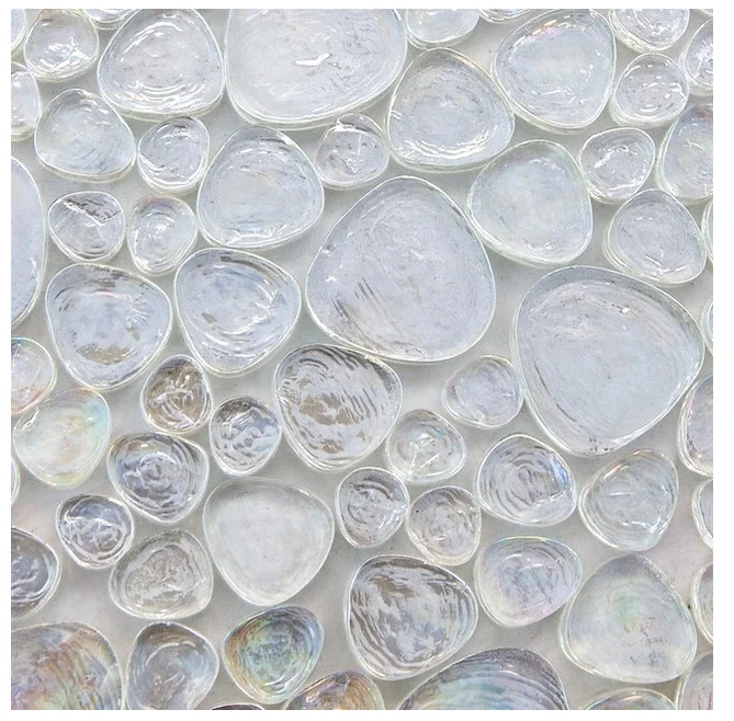 Iridescent Pebble Shell Mosaic Tile,Ice White Shell Mosaic Tile