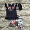 baby girls summer boutique outfits girls ruffle shorts bib top navy blue top with ruffle shorts with matching headband