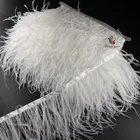 Good quality White color ostrich feather trims & fringe 13-15cm /1PLY