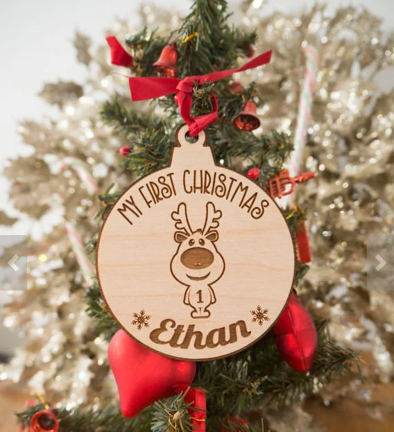 new product wood baby"s first christmas ornament