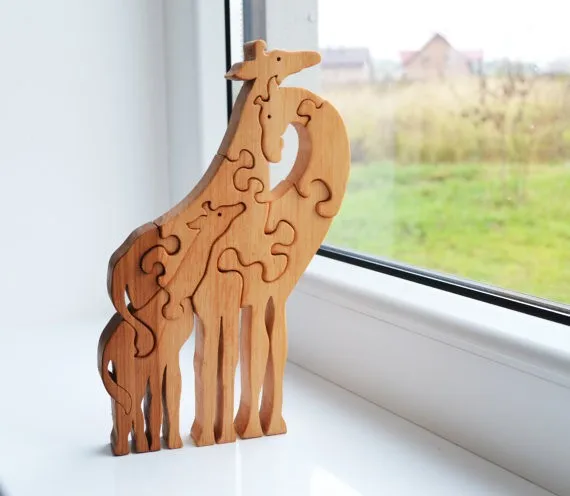 wooden giraffe puzzle