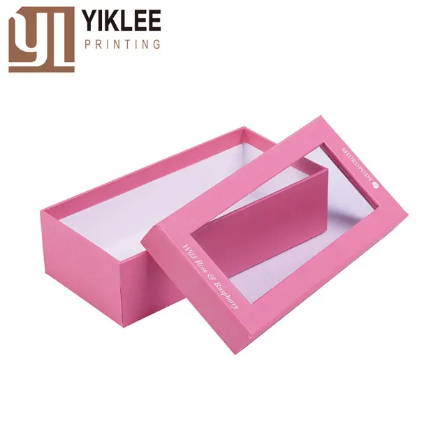 color printed paper gift box cardboard packaging box with clear