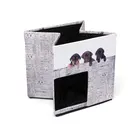 Houses PVC Leather Cat Cage Folding Pet House Ottoman Dog Bed