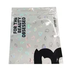 Holographic Compostable Aluminium Foil Three Side Seal Mylar Bag with Zipper and Window for Gifts or Cosmetics