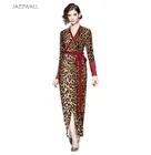 New Fashion Women elegant dress Ladies Long Leopard Dress Maxi Casual Lady Dress