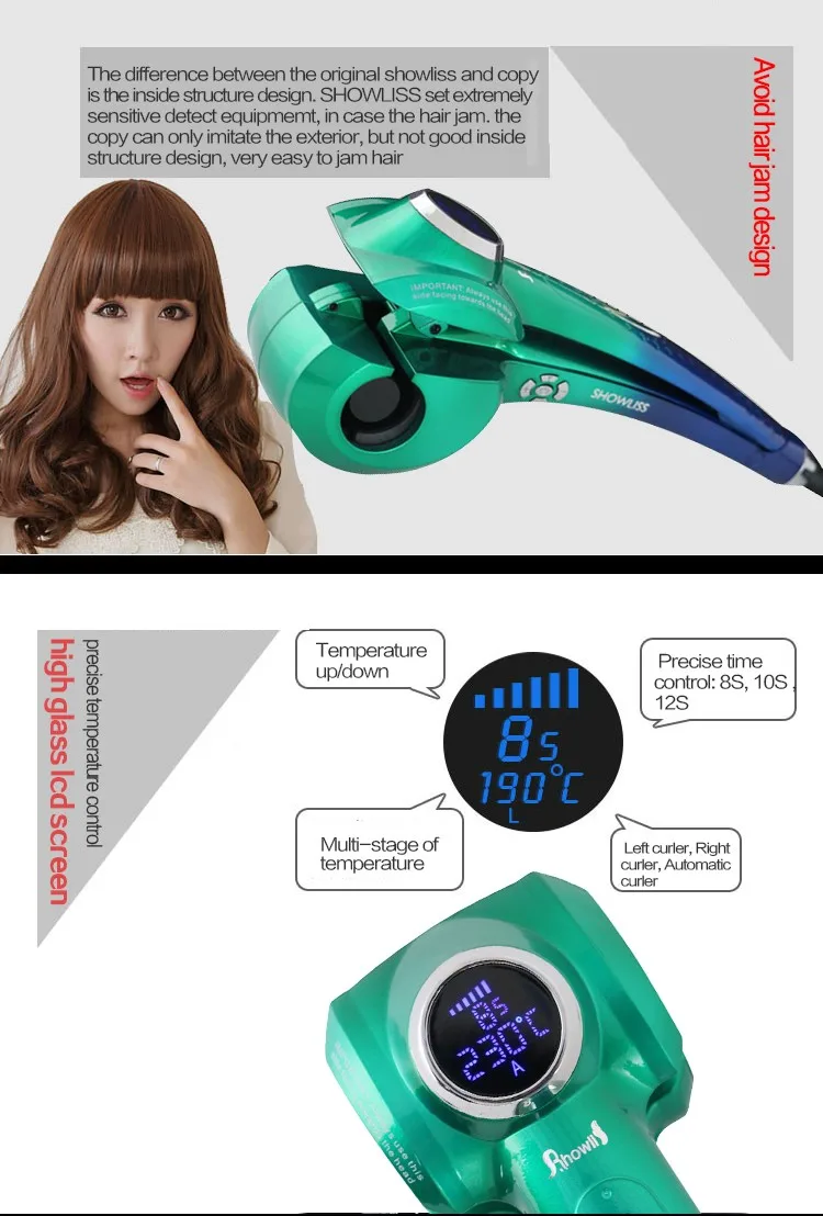 販売上のホット!! 最新デジタルの髪ヘアアイロンptcヒーター360度自動的にlcdヘアカーラー 問屋・仕入れ・卸・卸売り