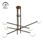 Modern hotel lobby lighting metal glass lampshade chandelier pendant light