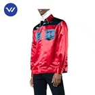 Fashion design two pocket long sleeve silk satin shirt men