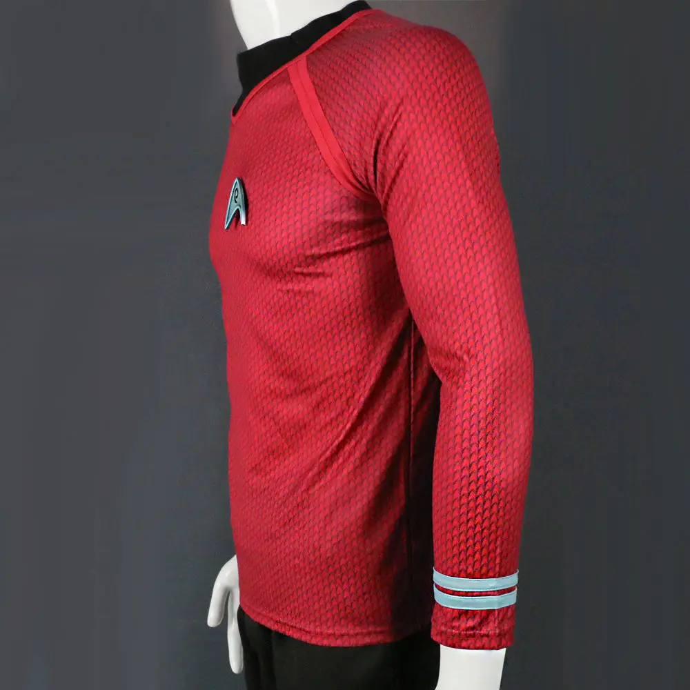 Star Trek in The Dark Captain Kirk Shirt Shape Cosplay Costume Red Version Size  For Men (5)