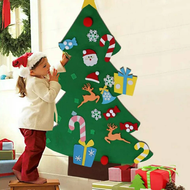 diy felt christmas tree with ornaments wall hanging ornaments