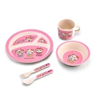 5 pcs bamboo fiber kids dinner set BPA free Eco-friendly degradable with customized print design
