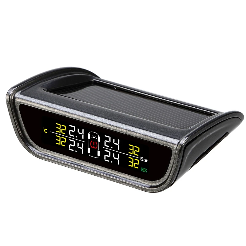 Car tire pressure gauge monitoring system solar powered with lcd display build in g-sensor