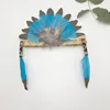 Whosale factory Party Halloween Indian Chief Feather Cosplay Headdress Headgear Carnival blue with black tips