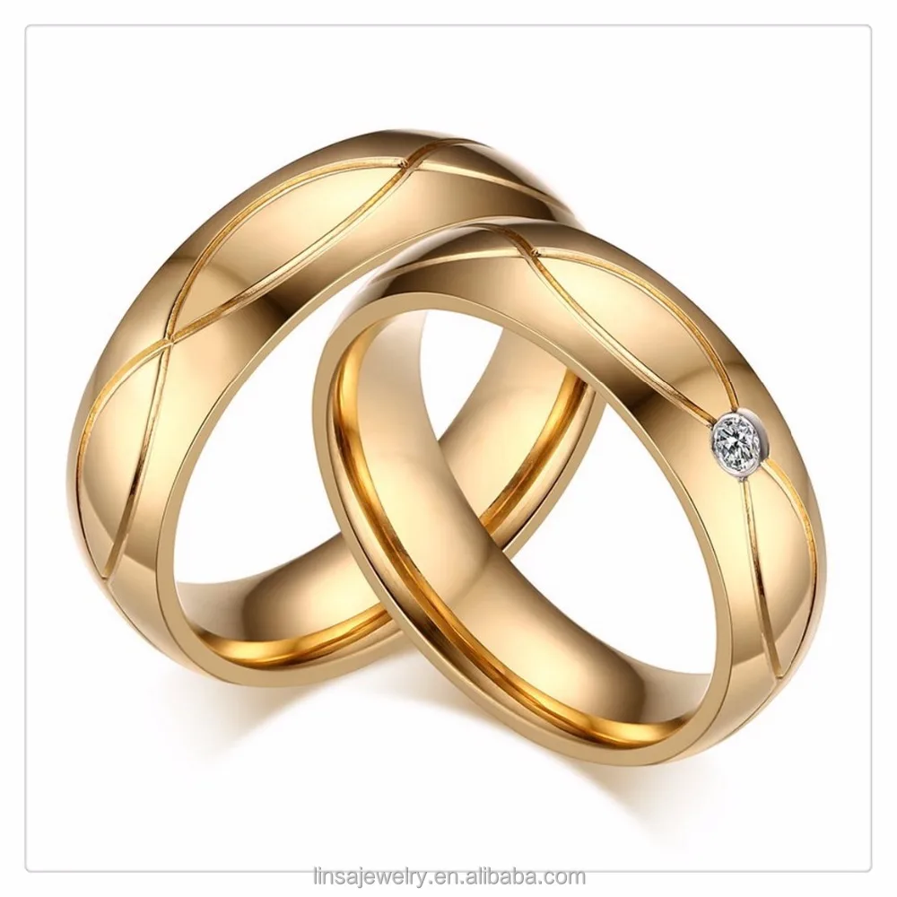 Новый 18 К золотые кольца дизайн 2018 нержавеющая сталь пара свадебные украшения бесплатный образец LVR008