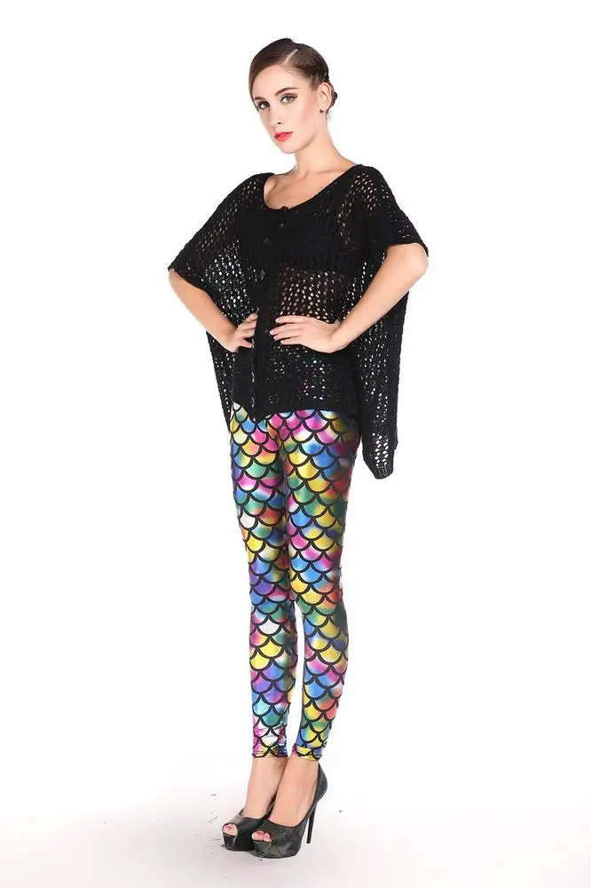 2014 new European and American fashion punk style metal wind pants leggings high waist legging color scale