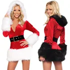 Women's Christmas Lingerie Sexy Santa Outfit Dress Velvet Corset Costume