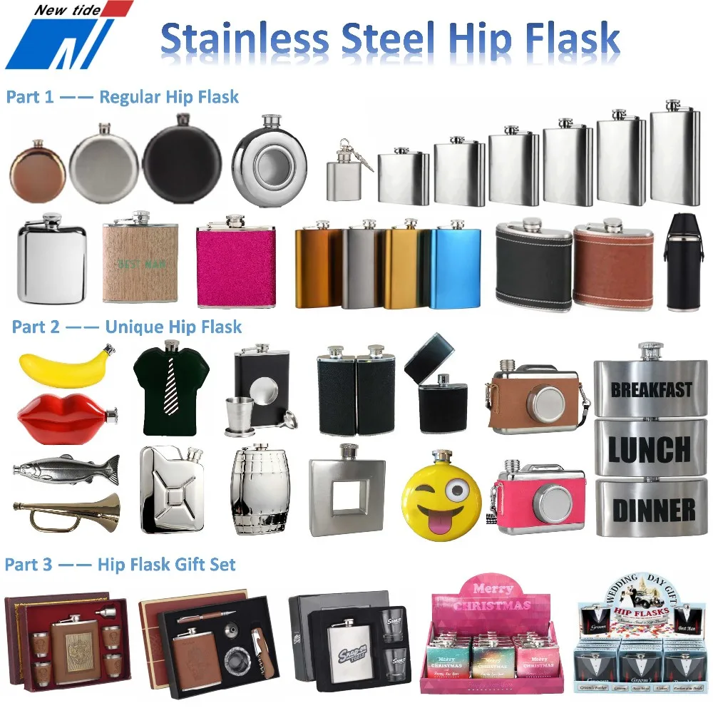 1oz mini stainless steel hip flask with keychain