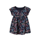 Elegant Baby Girl Designs Little Floral Printing Black O-neck Cotton Frock Baby Girls Kids Clothing Toddler Dress