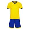 100% Polyester yellow blank men football Training uniform set Wholesale soccer jersey kits kids 2018