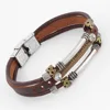 Punk crystal bracelet buckle multi-layer bracelet PU leather woven a large number of woven leather hand jewelry