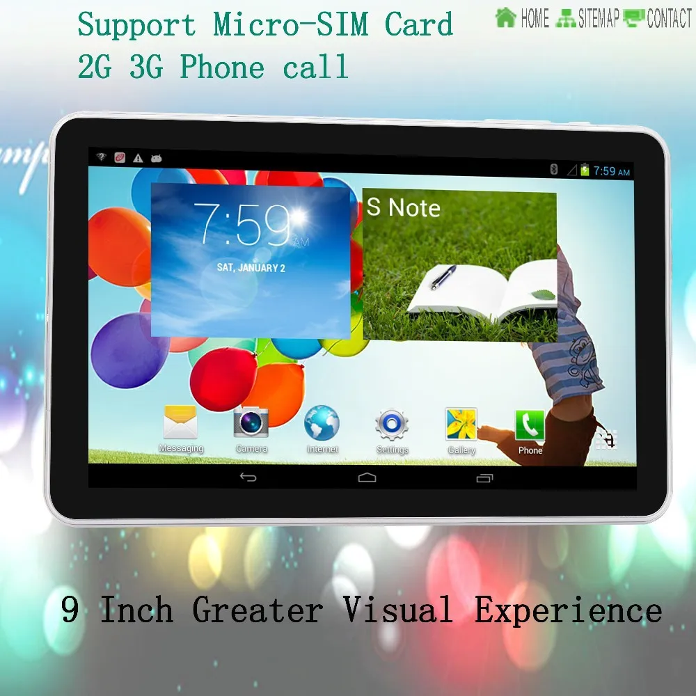 9 Inch Android4.4 Tablet Pc Support Micro SIM card 2G 3G Phone Call 1GB and 8GB Tablets Pc SIM card TF card FM BT Tab