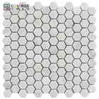 Custom carrara white honeycomb hexagon white marble mosaic tile, large hexagonal mosaics tiles