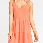 New v-cut neckline crinkle gauze tank dress women