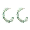 2019 New C shape hand craft green earrings natural cowrie shell hoop earrings