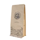 stand up bottom gusset natural kraft paper coffee bags zip pouch with valve