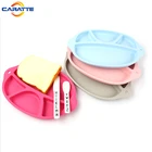 FDA standard 4 spaces custom baby food feeding silicone dinner plate for kids
