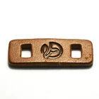 Custom own design debossed logo leather tape cord stopper