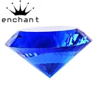 60 mm large diamond crystal blue glass paperweight with crystal stand home office decor gifts
