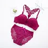 Ladies sexy lace bra brief set front closure women fashion push up bra lace panty set fancy underwear set