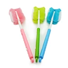 Retractable plastic handle cup bottle cleaning sponge brush