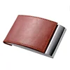 Stainless steel leather business card holder visiting card clip box