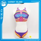 2016 women colors printed high neck pathing suits cute swimwear