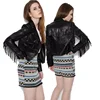 2019 Hot Sale Wholesale Long Sleeve tassel Fringed soft sheep Jacket Zip Front Leather Jacket For Woman