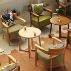 Nordic style low height pine wood cafe restaurant used console table small round coffee table