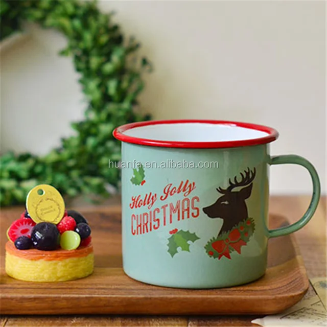 personality customized label enamel camp coffee mug with black